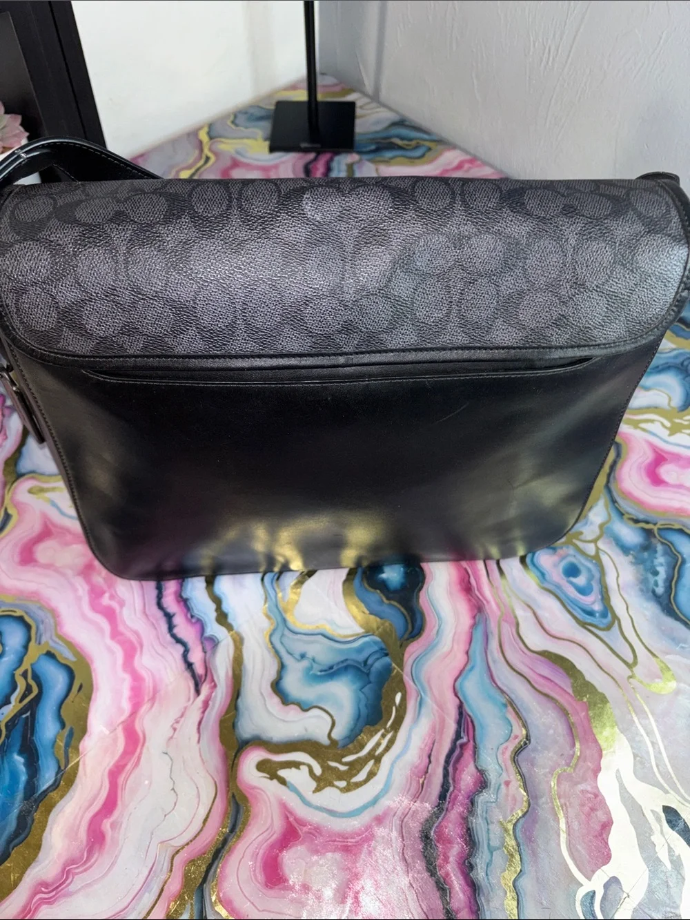 Coach Men's Gray/Black Signature Messenger Bag